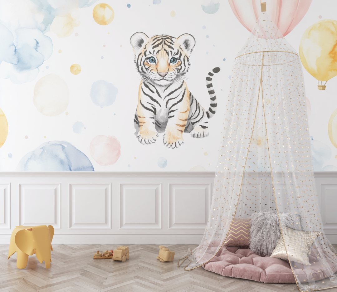 Tiger and Hot Air Balloon Wallpaper | Murals Wallpaper