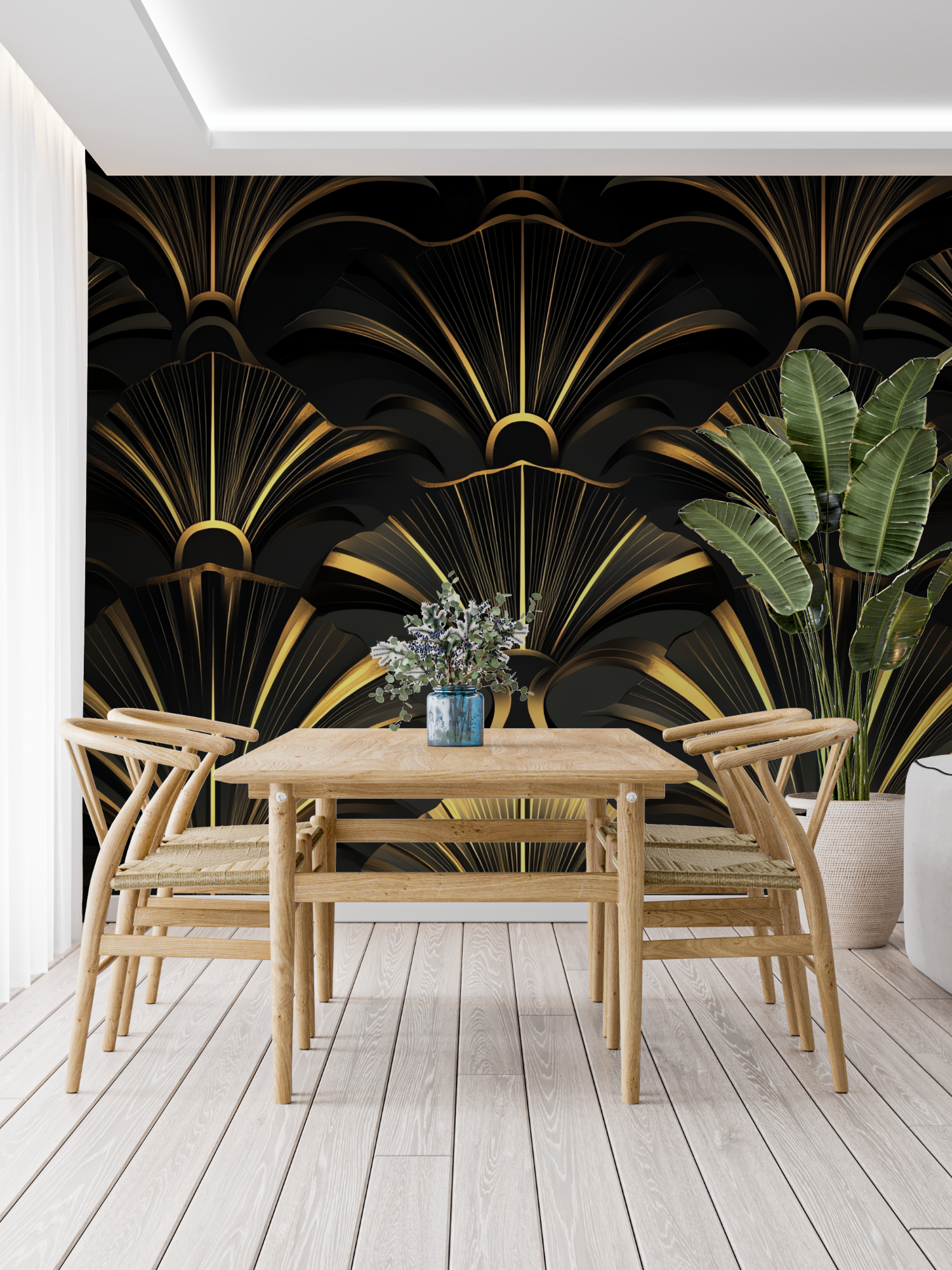 Dark Gold Art Deco Wallpaper | Murals Wallpaper