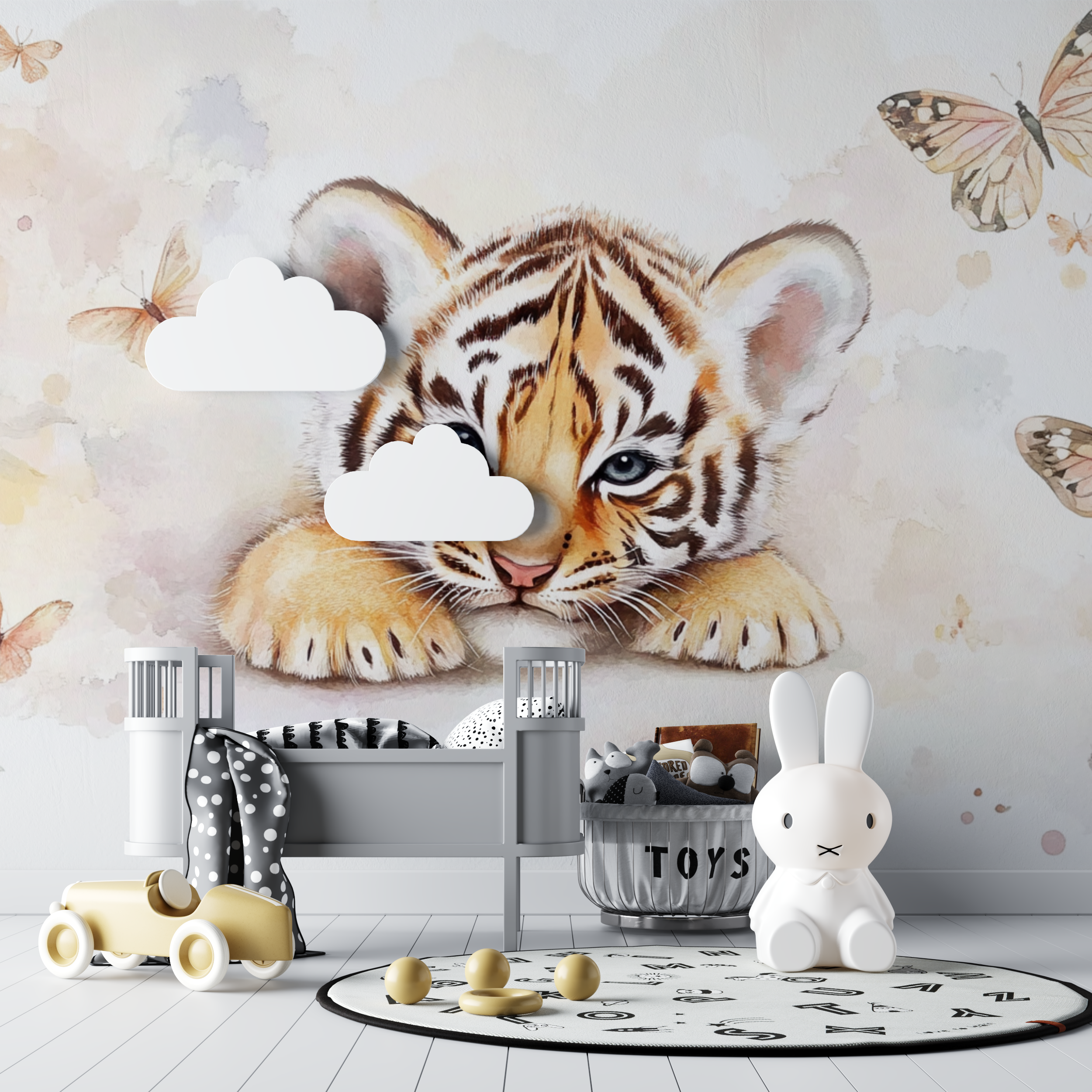 Tiger and Butterfly Wallpaper | Murals Wallpaper