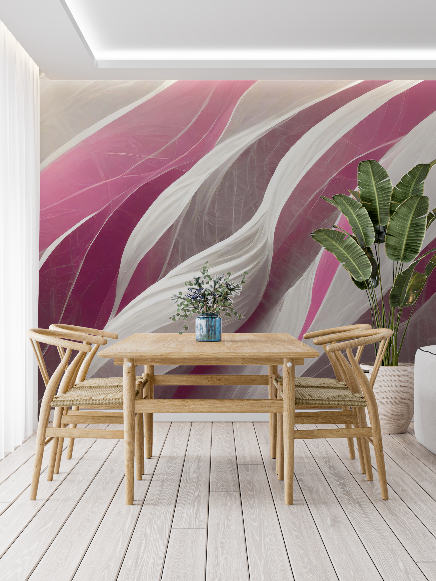 Gray and Fuchsia Pink Wallpaper | Murals Wallpaper