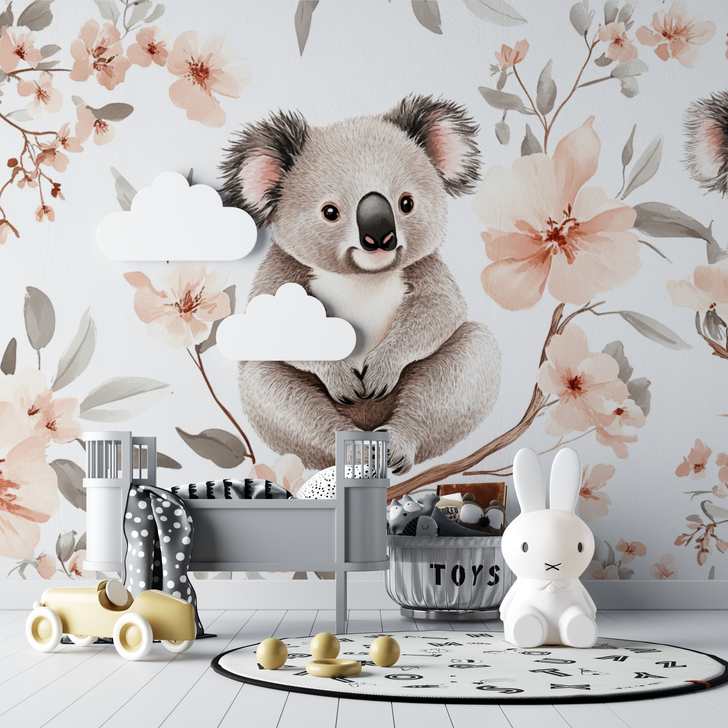 Koala and Cotton Flower Wallpaper | Murals Wallpaper