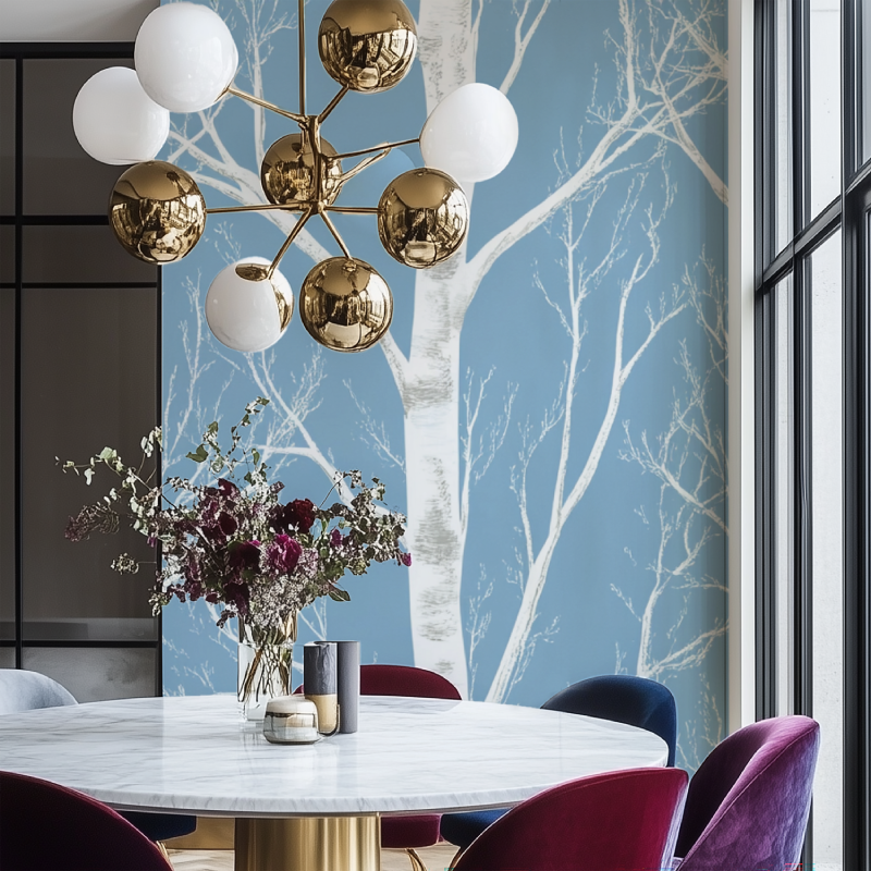 Weiße Baumtapete | Wandbildtapete