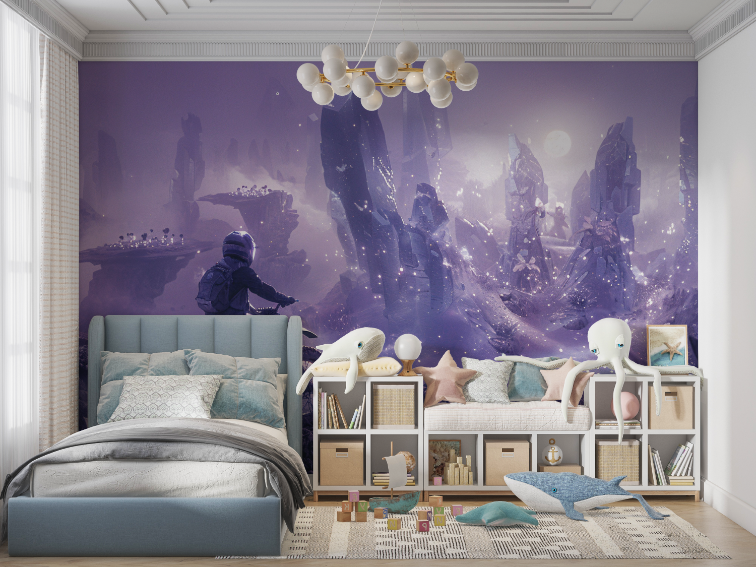 Purple Motorcycle Boy Wallpaper | Murals Wallpaper