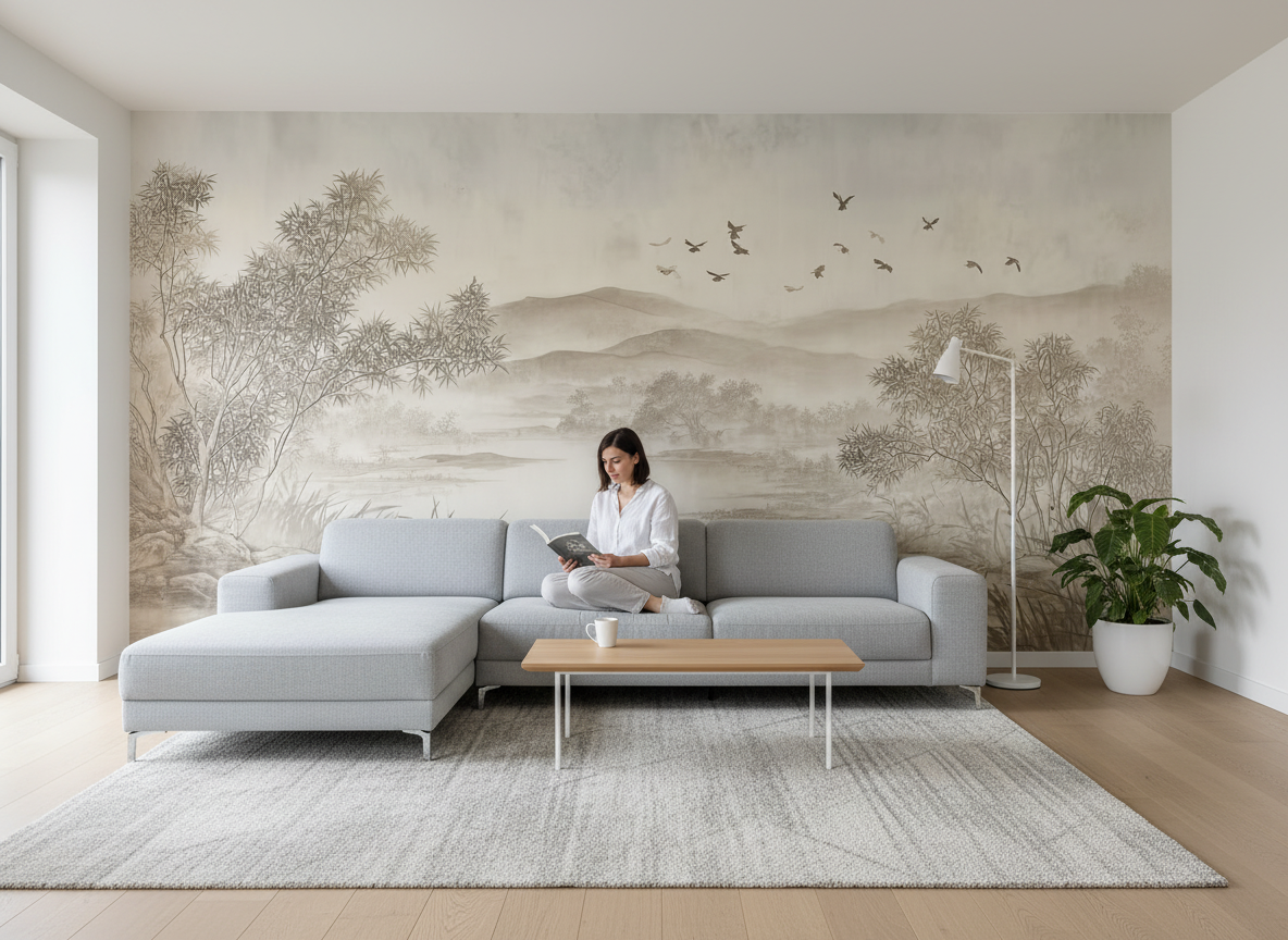 Chinese Ink Wash Landscape Mural Wallpaper