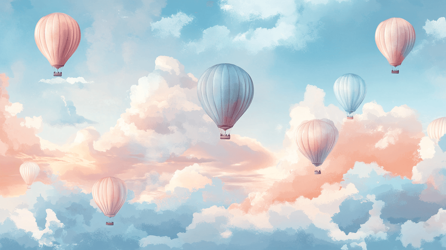 Hot Air Balloon and Twilight Sky Wallpaper | Murals Wallpaper