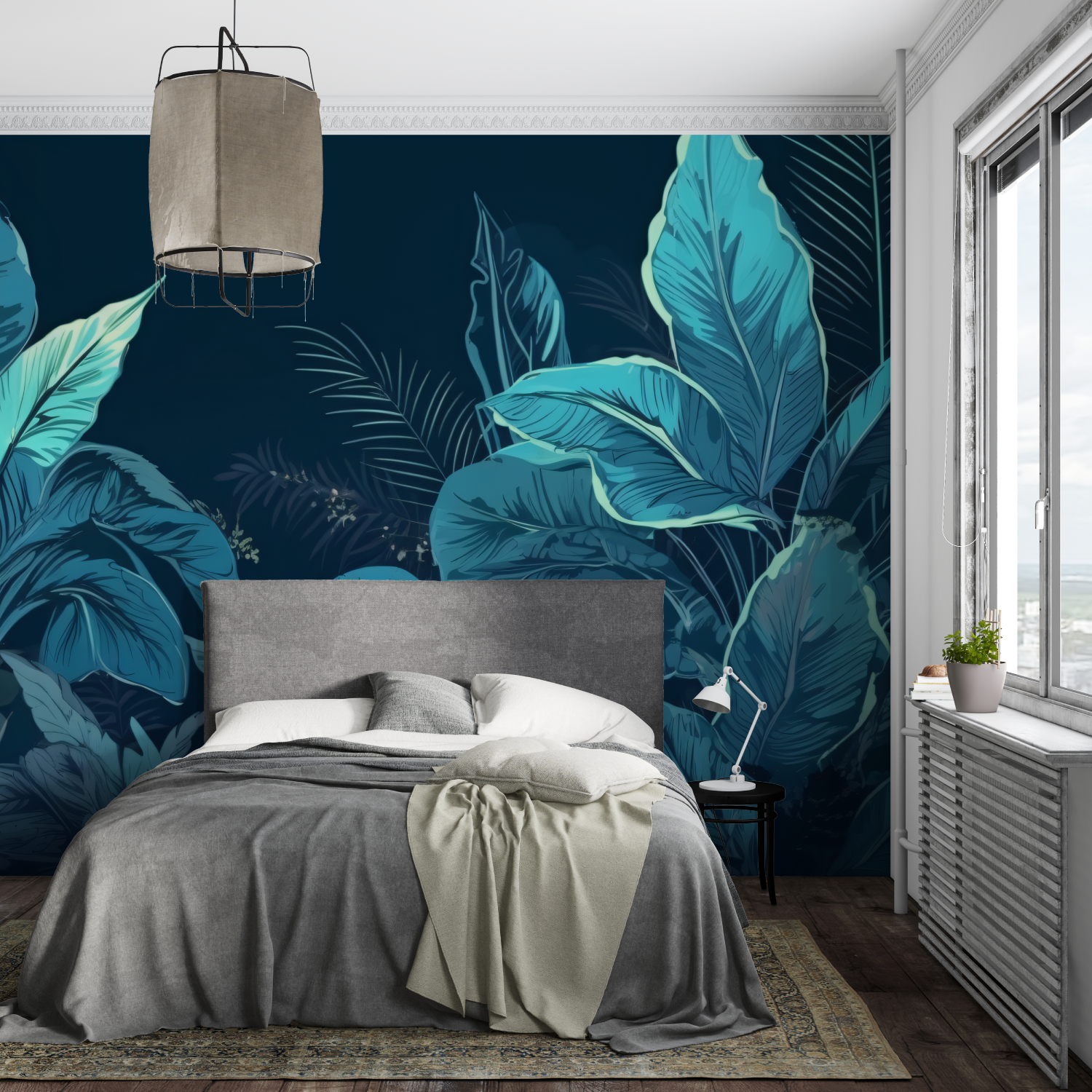 Tapeten Jungle Bleu Canard – Wandbild