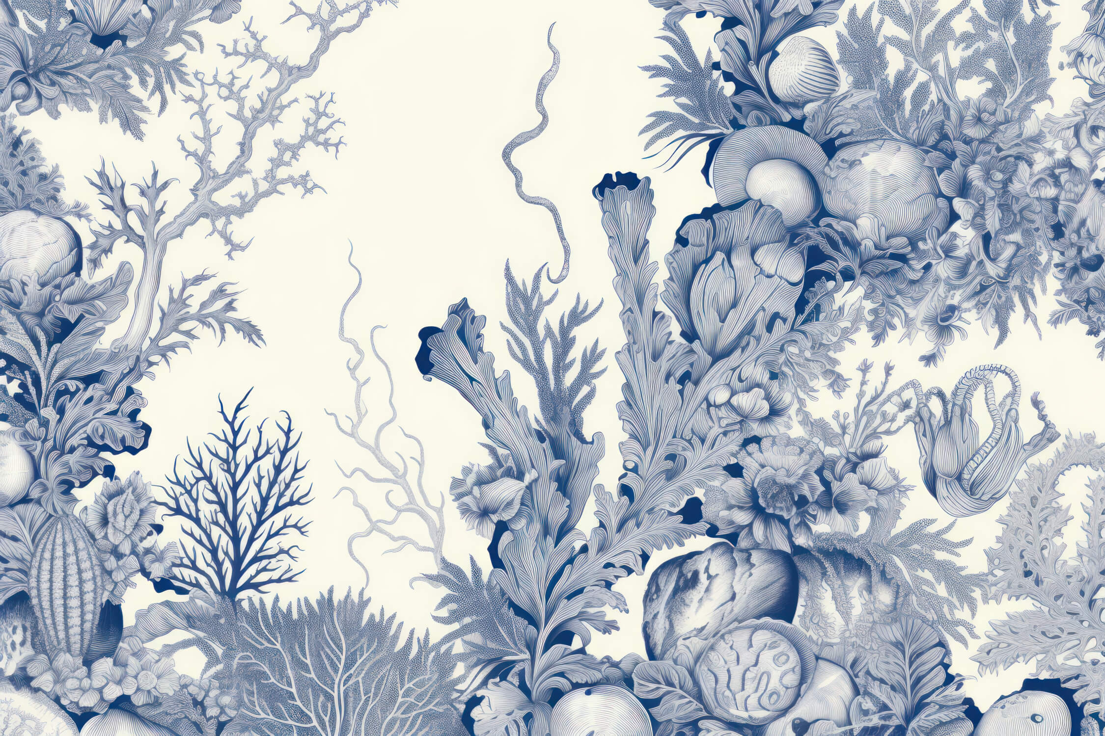 Marine Toile de Jouy Wallpaper | Murals Wallpaper