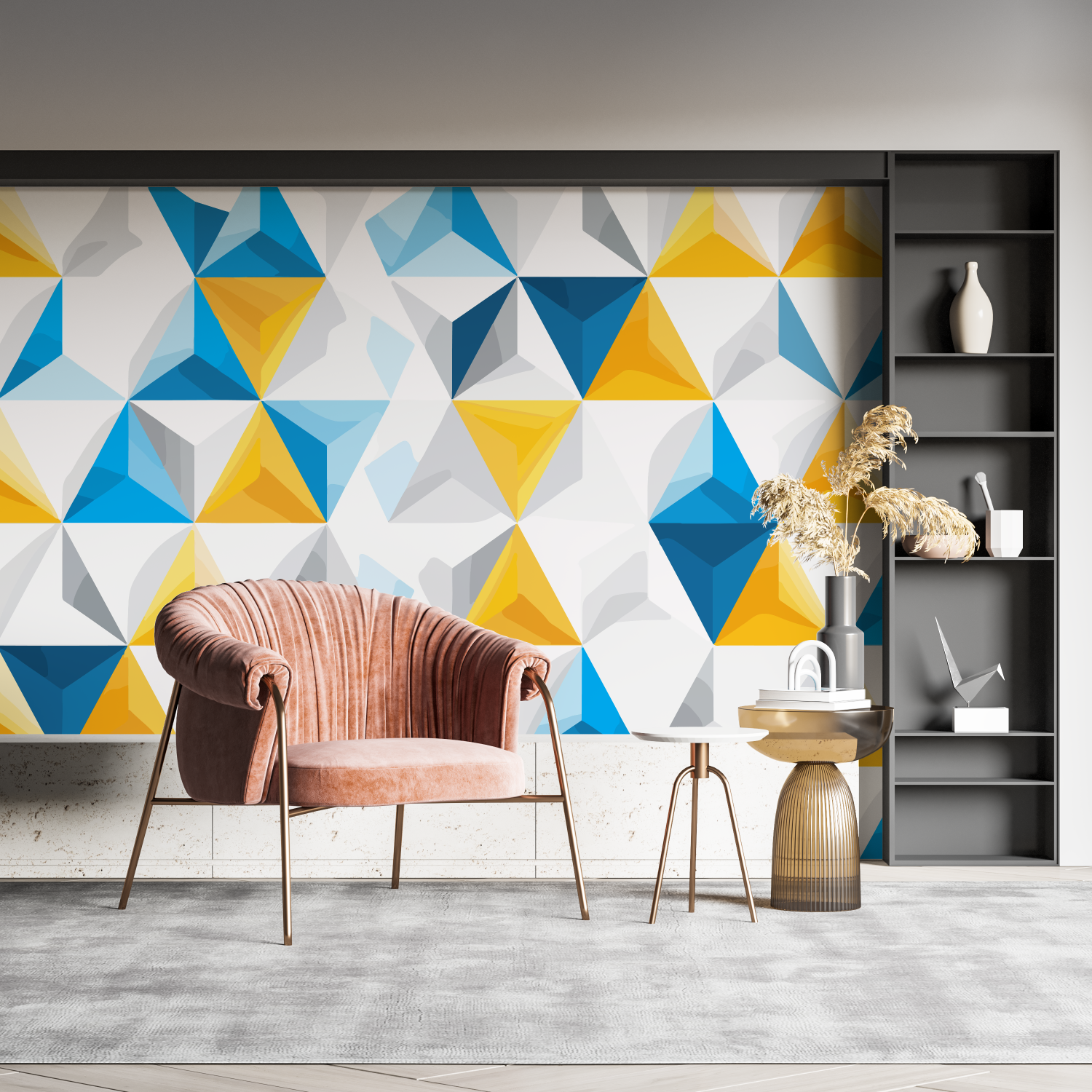 Blue and Yellow Triangle Wallpaper | Murals Wallpaper