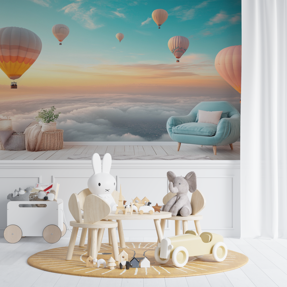 Hot Air Balloon and Sunny Morning Sky Wallpaper | Murals Wallpaper