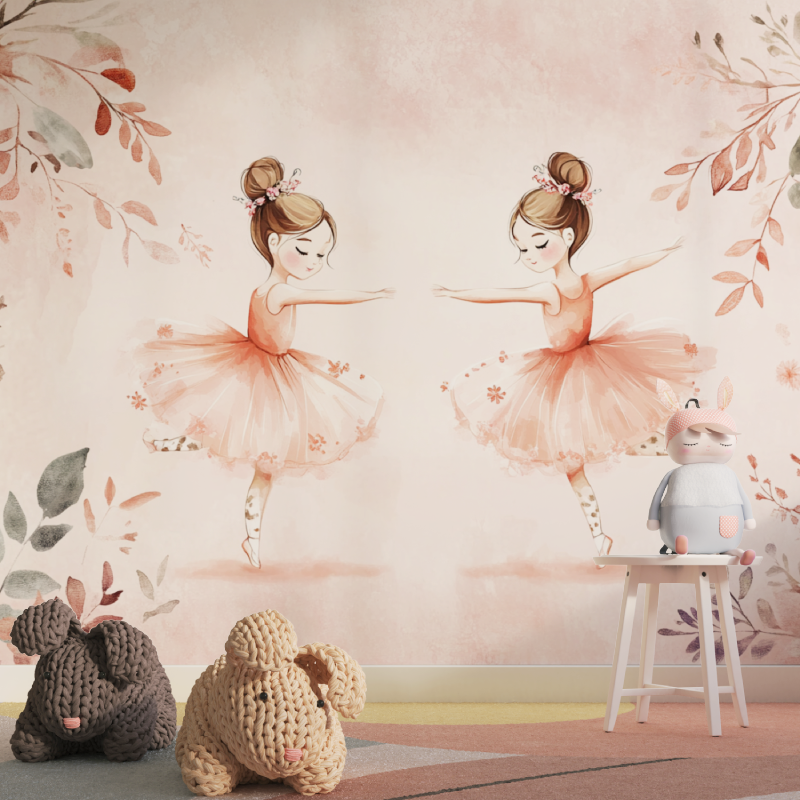 Tapete mit Prinzessinnen-Duo-Ballerina-Tapisserie für Mädchen
