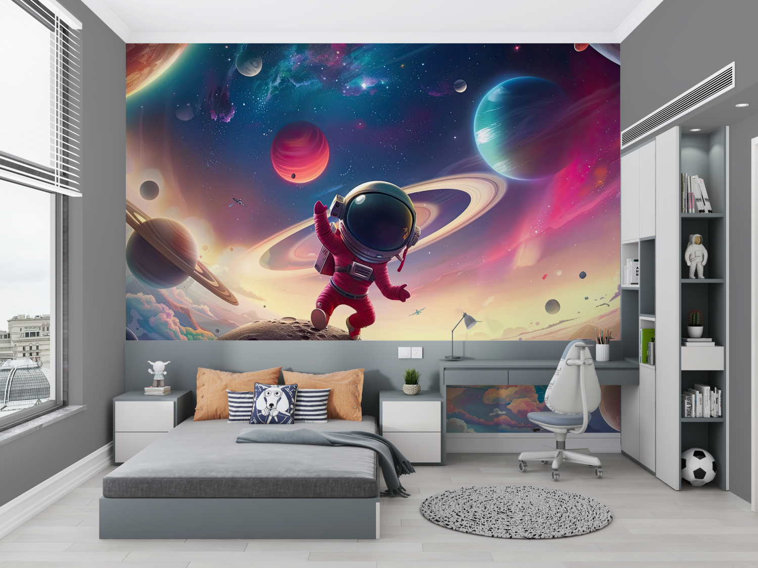 Tapetenpapier Garçon Coloré Spatial – Panoramique Garçon