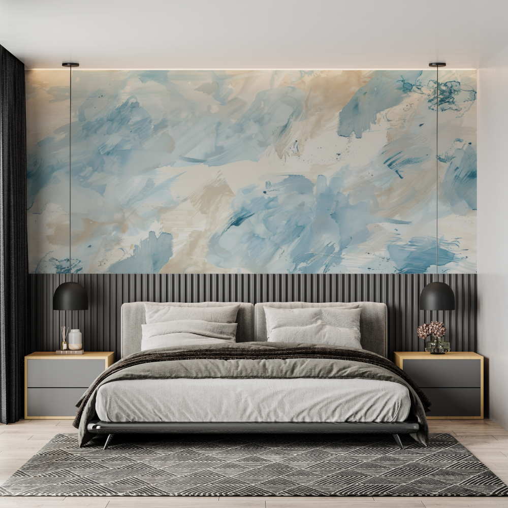 Blue and Beige Wallpaper | Murals Wallpaper