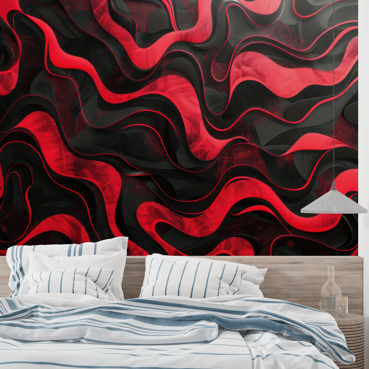 Papier Peint Noir Et Rouge Abstrait – Panorama-Wandbild