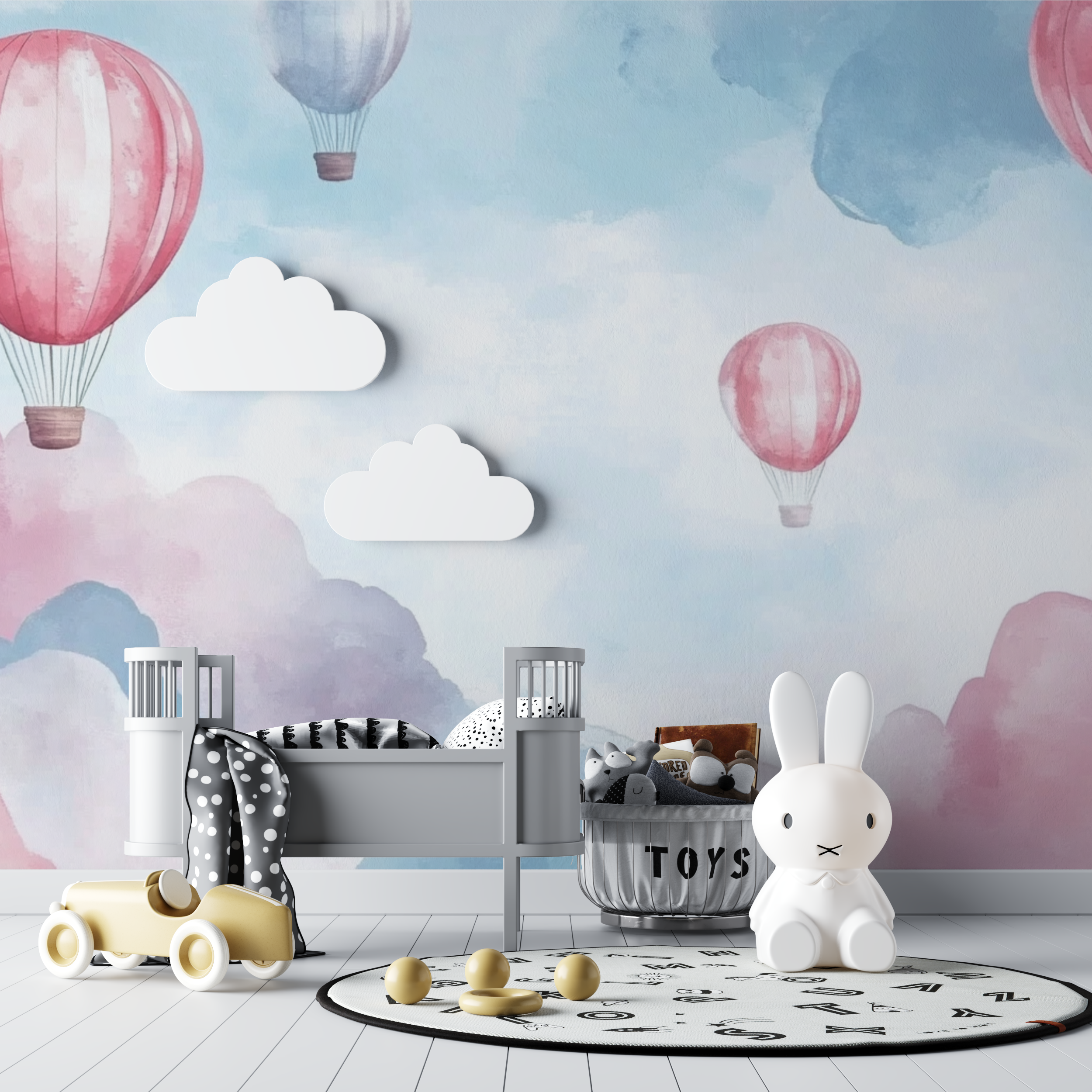 Hot Air Balloon and Spring Sky Wallpaper | Murals Wallpaper