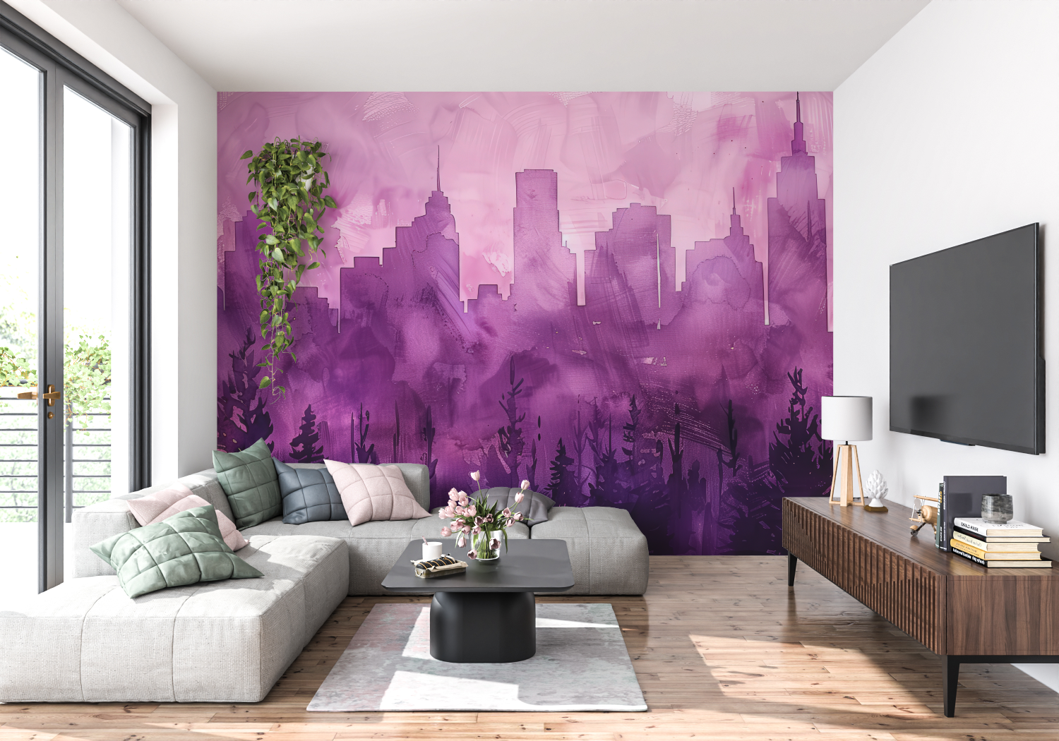 Schwarz und Lila Tapete | Wandbilder Tapete