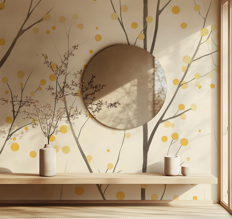 Yellow Polka Dot Tree Wallpaper | Murals Wallpaper