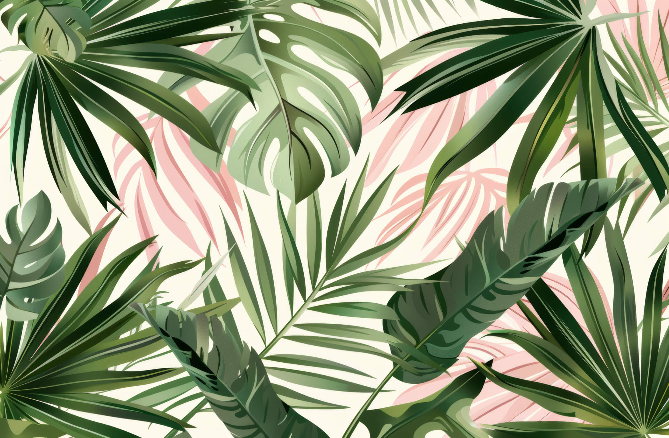 Green Pink Jungle Wallpaper | Murals Wallpaper