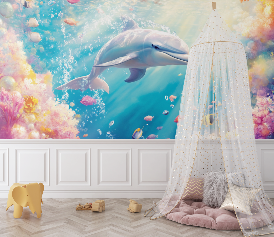 Joyful Dolphin Marine Wallpaper | Murals Wallpaper