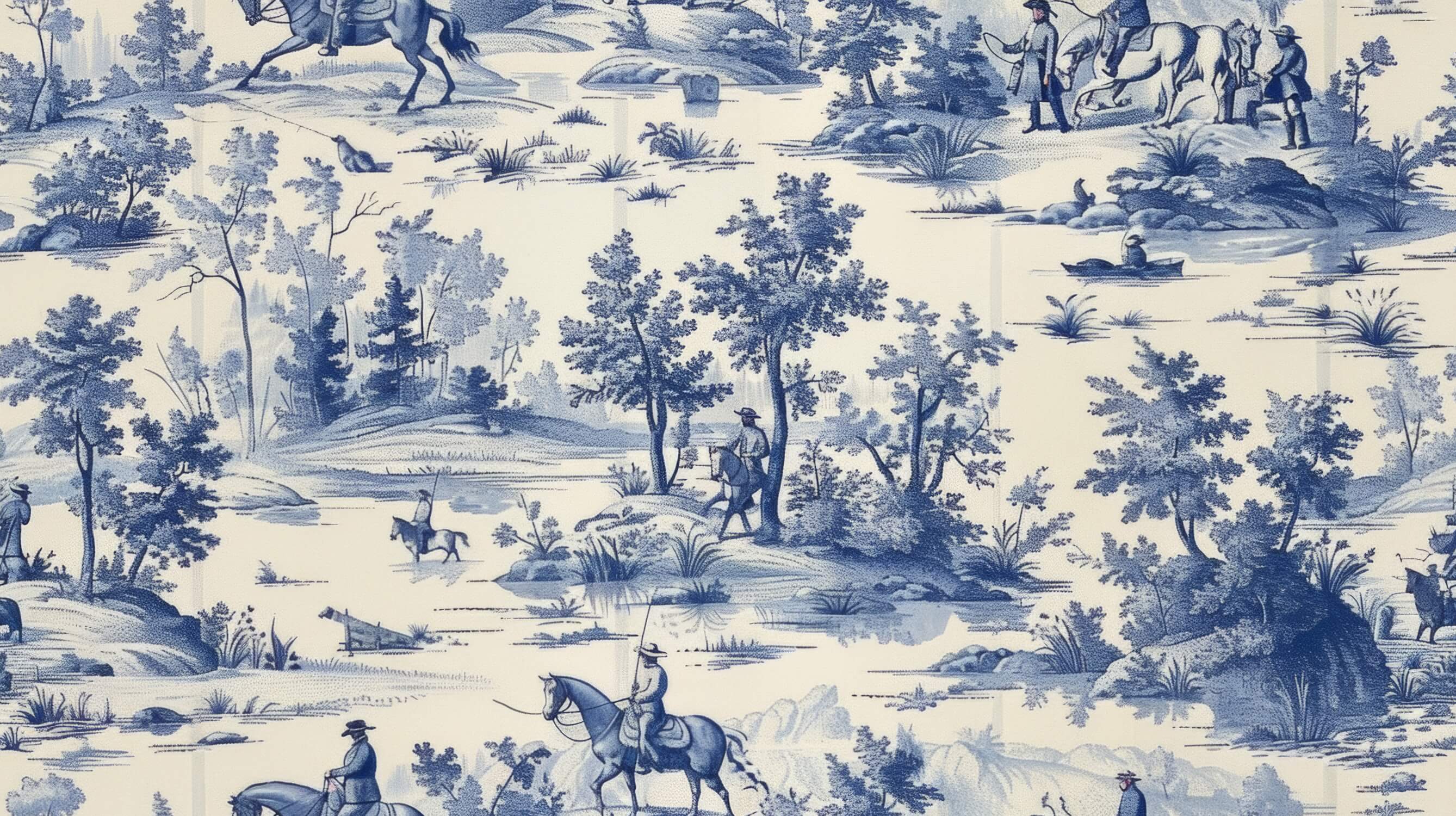 Toile de Jouy Blue Wallpaper | Murals Wallpaper