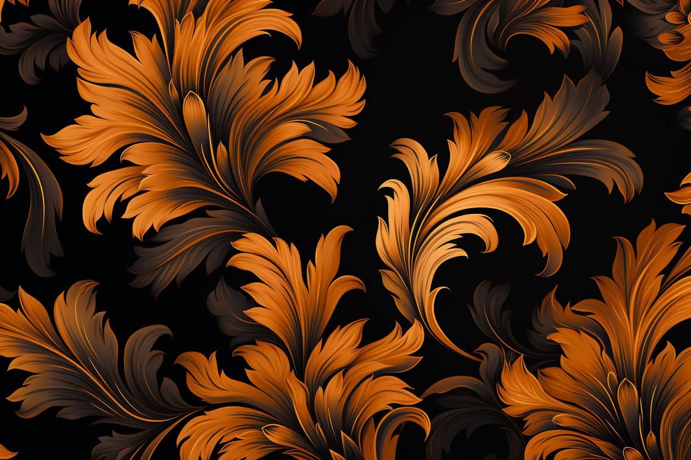 Orange and Black Flower Wallpaper | Murals Wallpaper