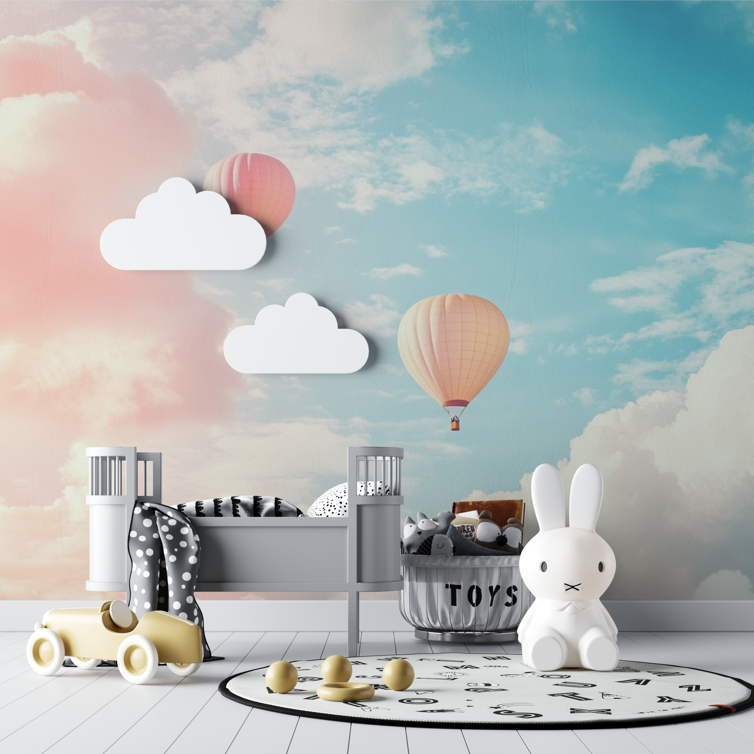 Heißluftballon und sonniger Tag Himmel Tapete | Wandbilder Tapete