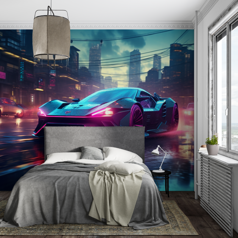 Neon Sports Car Wallpaper | Murals Wallpaper