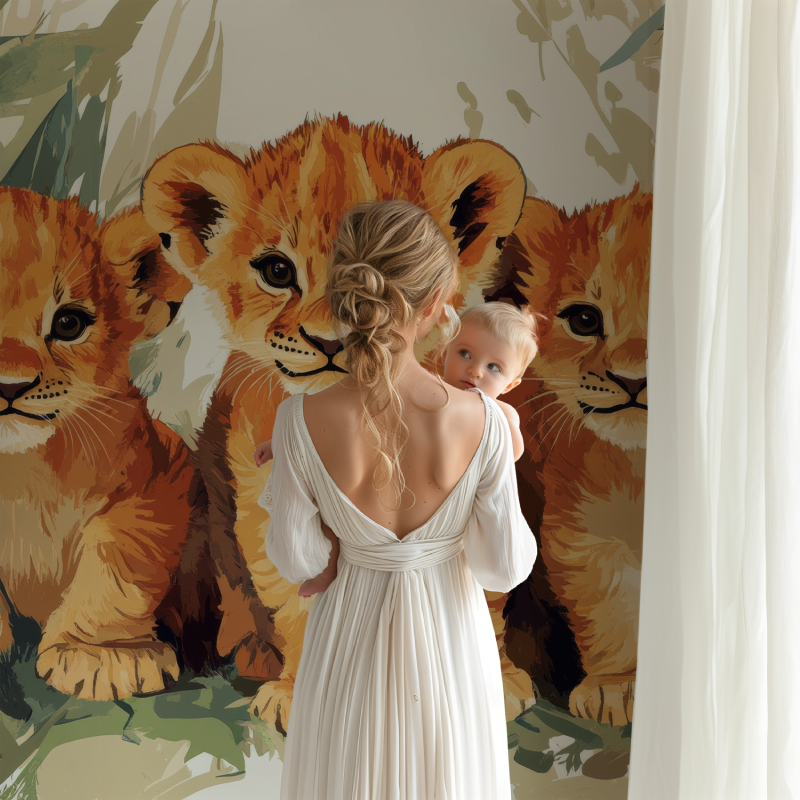 Soft Jungle Lions Wallpaper | Murals Wallpaper