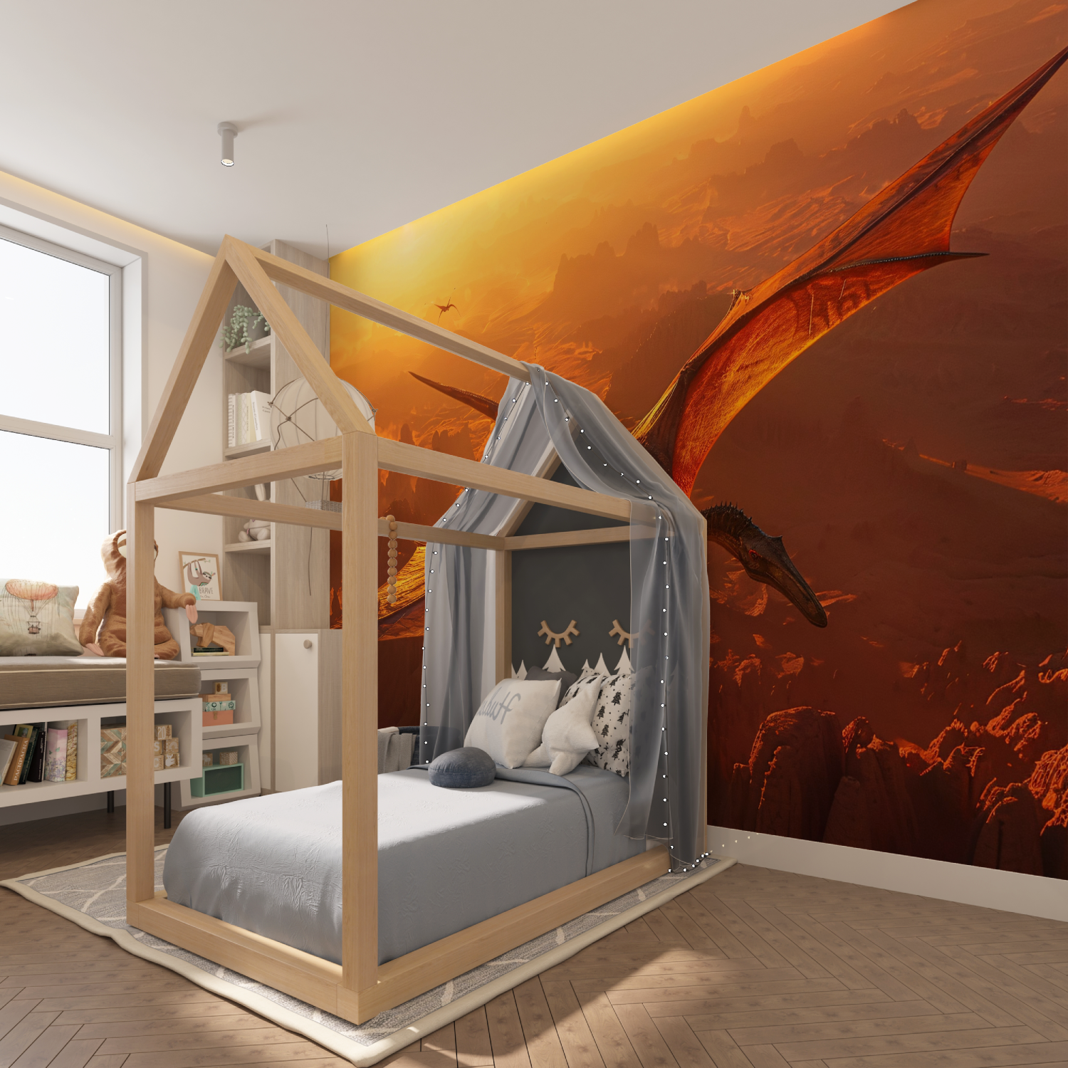 Dinosaur Sunset Sky Wallpaper | Murals Wallpaper