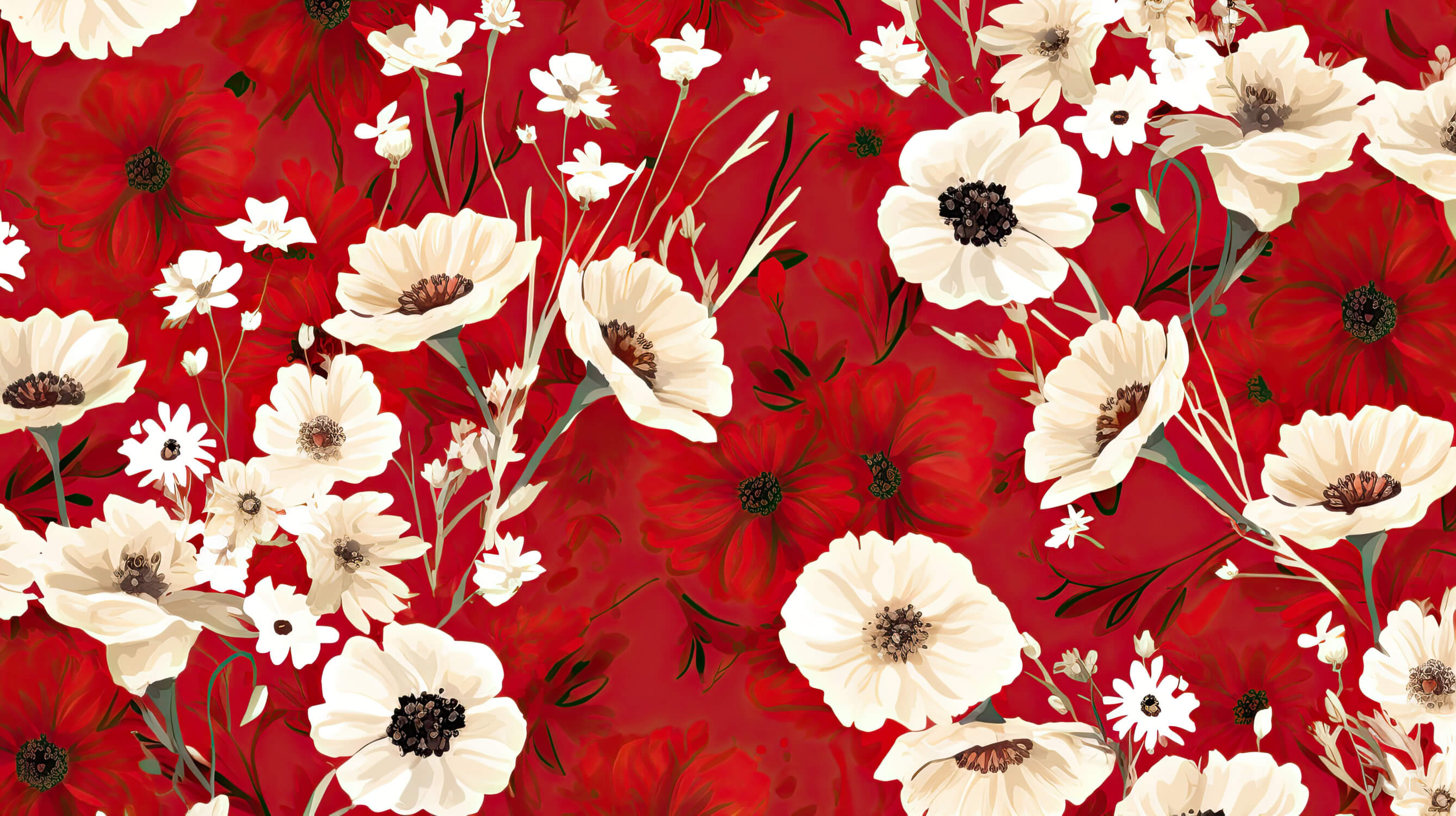 Red Floral Wallpaper | Murals Wallpaper