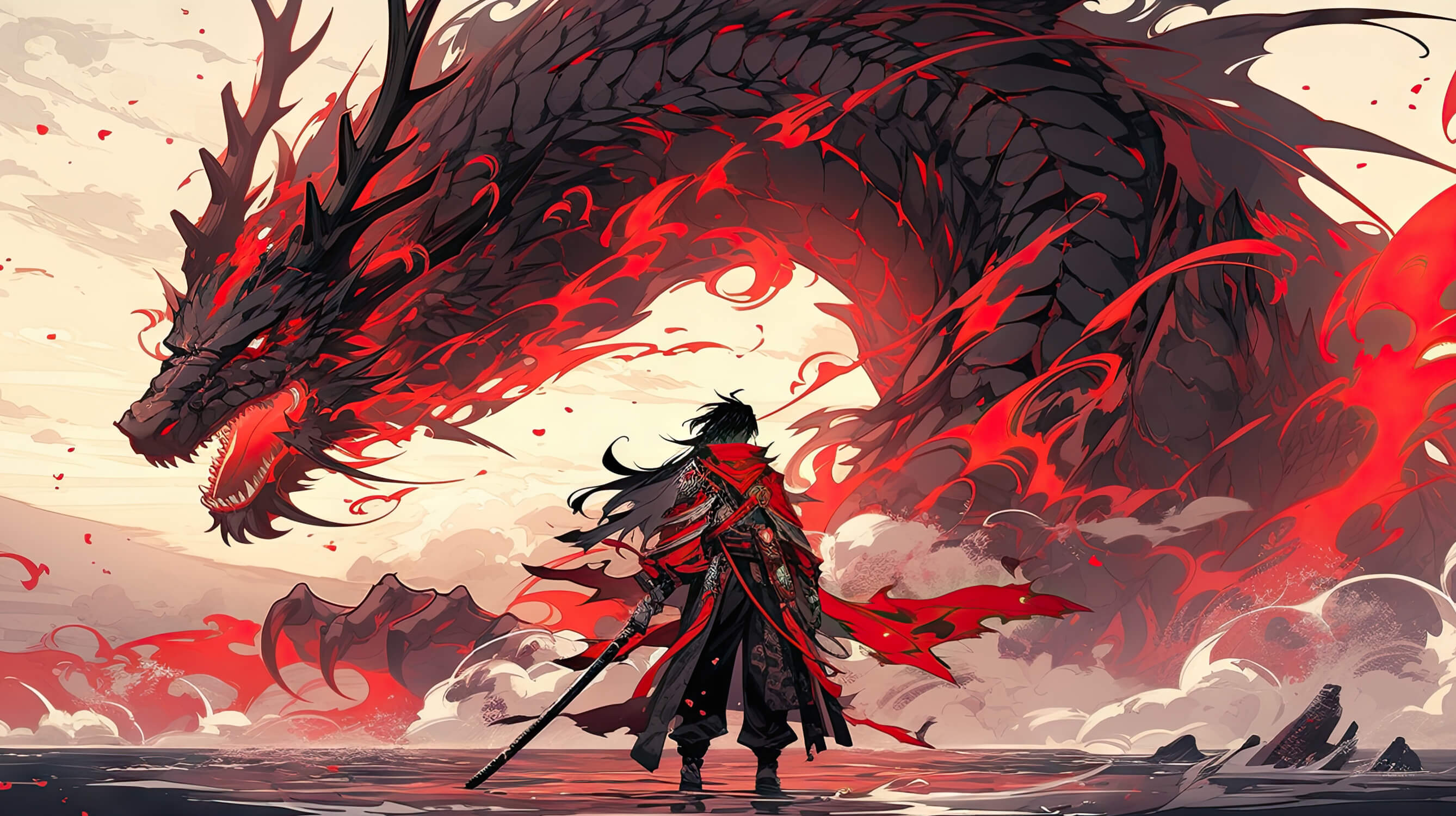 Red Dragon Anime Wallpaper | Murals Wallpaper