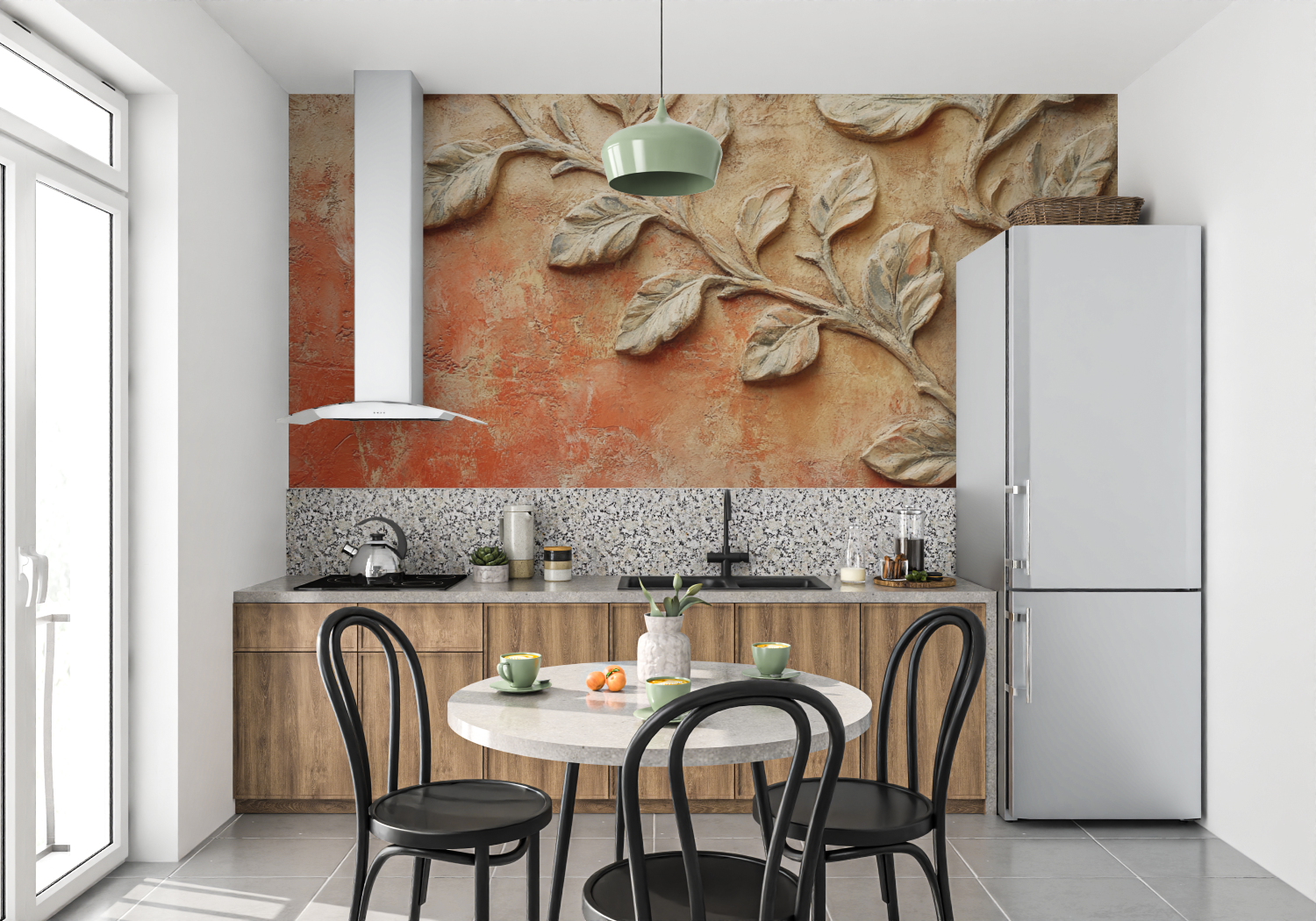 Terracotta Wallpaper with Organic Curves | Murals Wallpaper