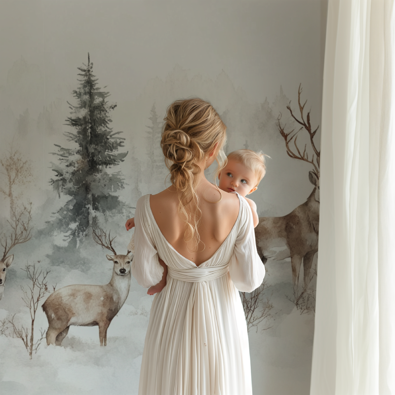 Papel de parede de Deer and White Forest | Murals Wallpaper