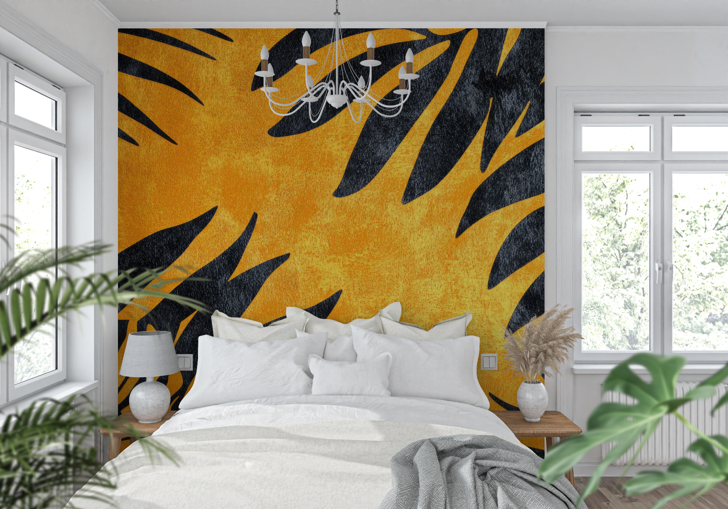 Mustard and Black Wallpaper | Murals Wallpaper