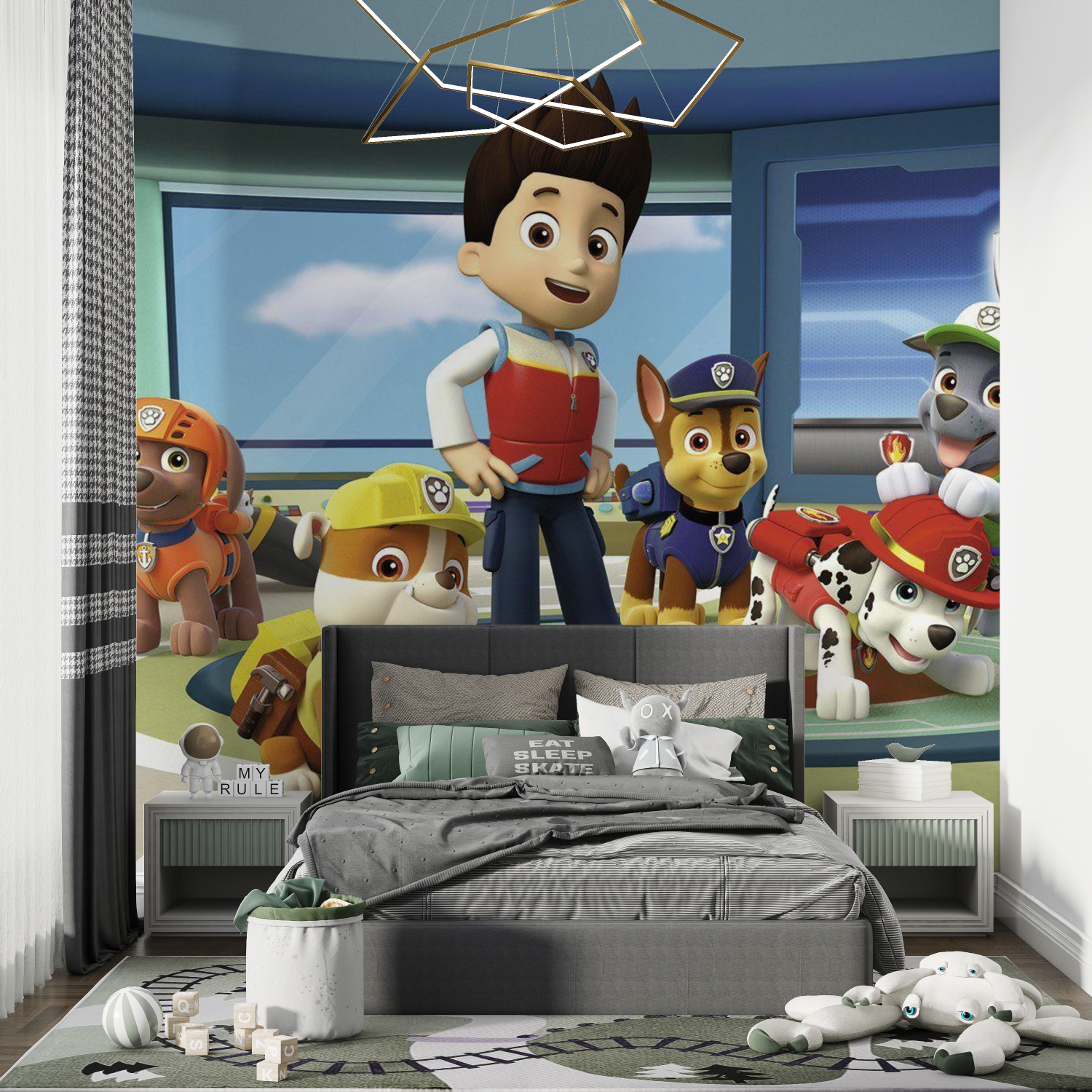 Papiermalerei im Patrouille-Kind-Schlafzimmer von Garcon