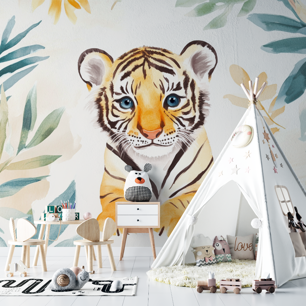 Tiger and Ethnic Patterns Wallpaper | Murals Wallpaper