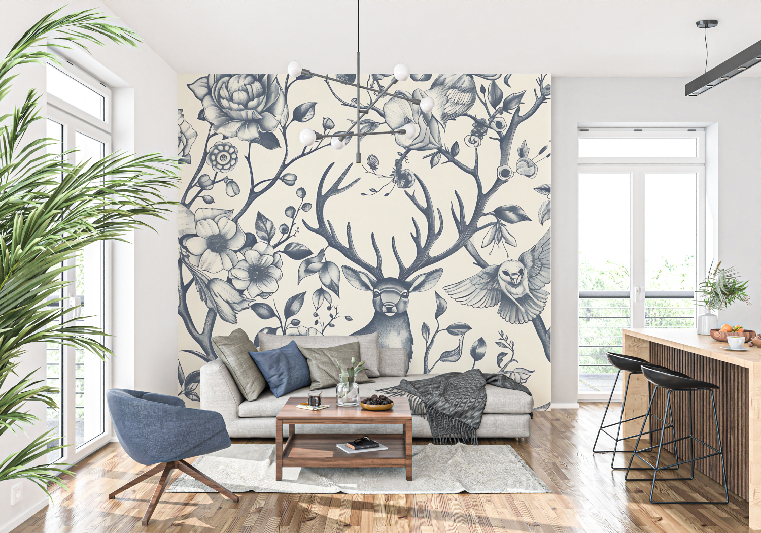 Deer Toile Wallpaper | Murals Wallpaper