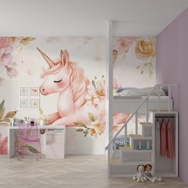 Unicorn Floral Wallpaper | Murals Wallpaper