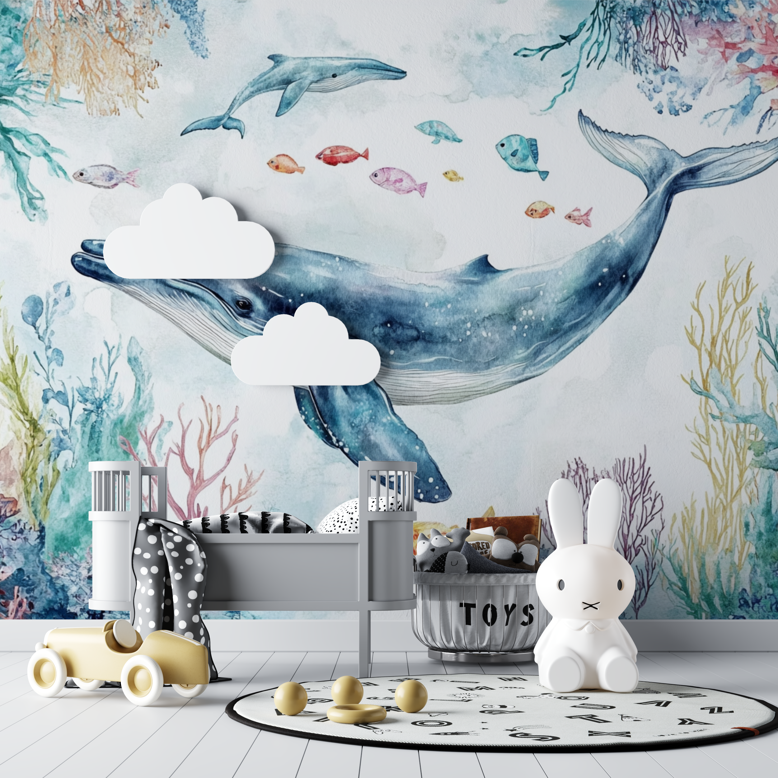 Whale and Seafloor Wallpaper | Murals Wallpaper