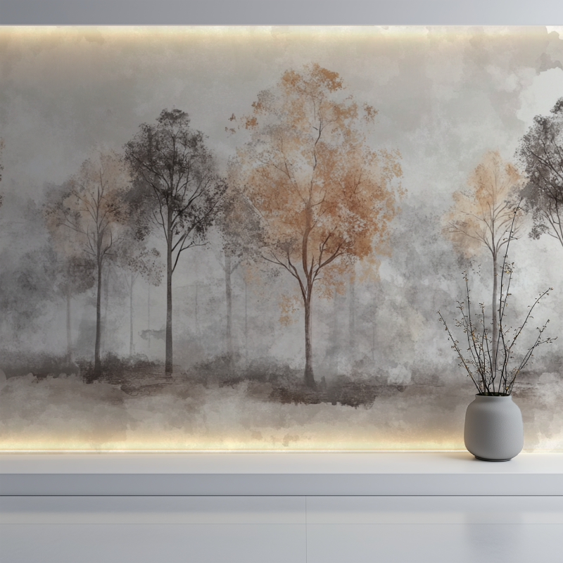 Gray and Brown Tree Wallpaper | Murals Wallpaper