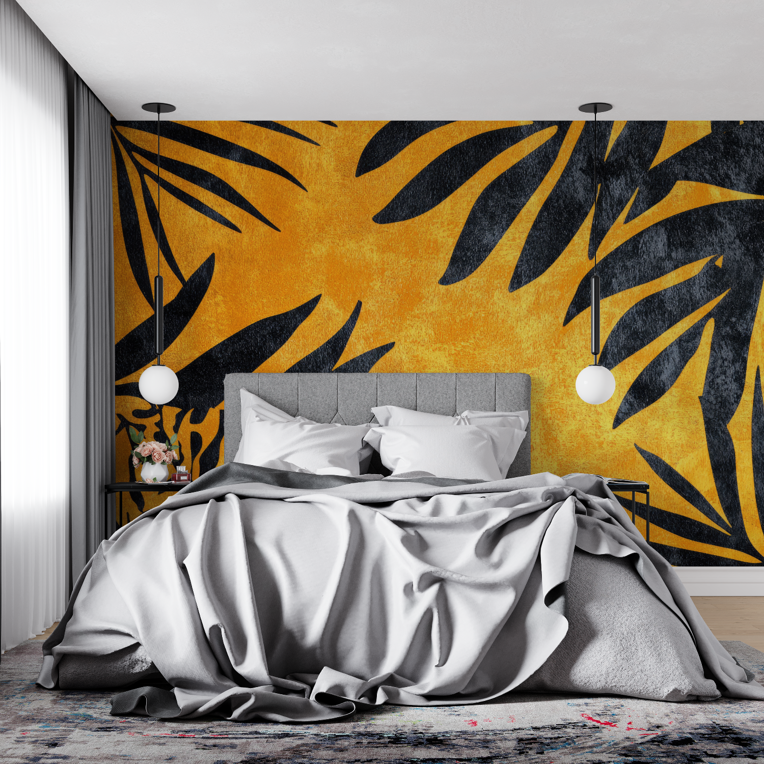 Mustard and Black Wallpaper | Murals Wallpaper