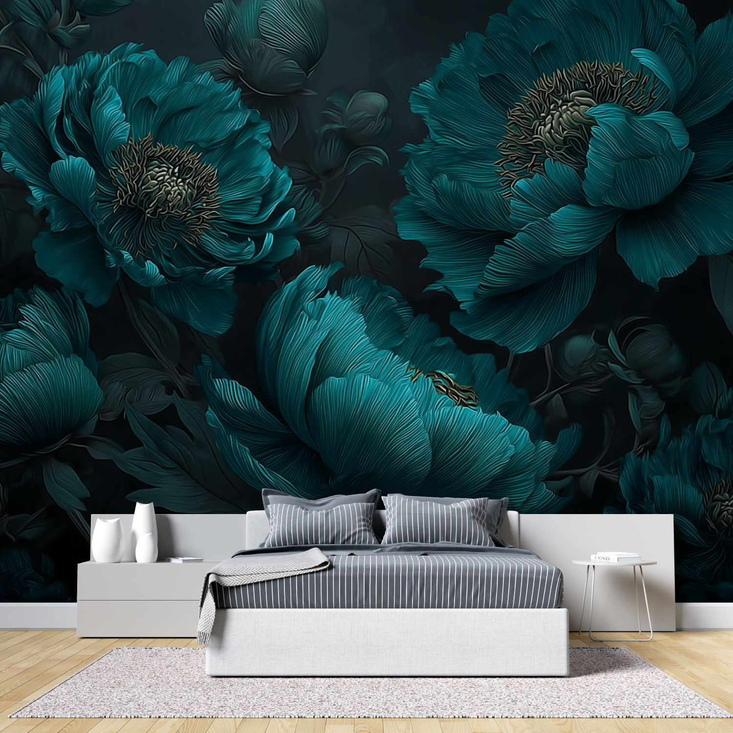 Mural Green and Blue Floral Wallpaper Mural