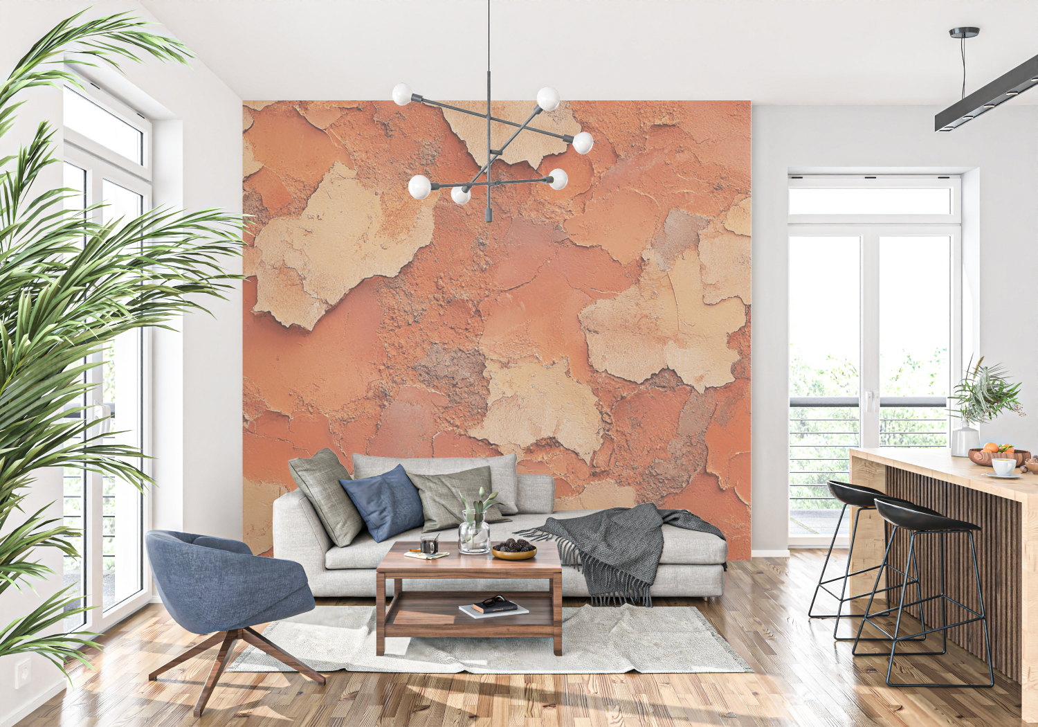Terracotta and Natural Ochre Wallpaper | Murals Wallpaper
