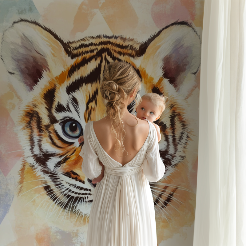 Tiger and Geometric Pattern Wallpaper | Murals Wallpaper