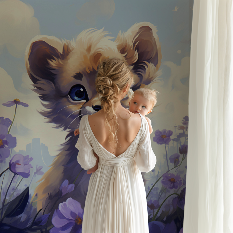 Lila Löwe Tapete | Wandbilder Tapete