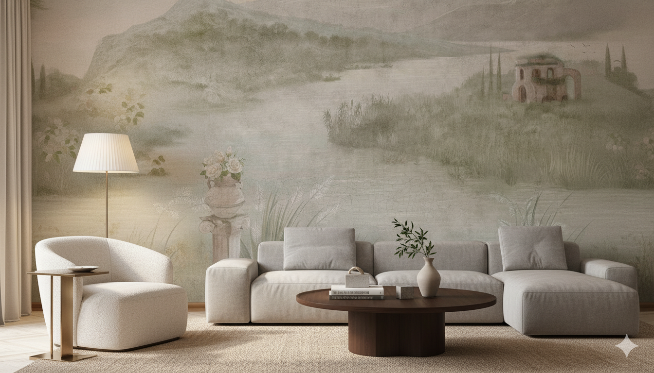 Watercolor Vintage Valley Mural Wallpaper