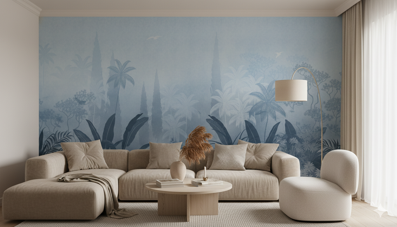 Blue Mystic Jungle Mural Wallpaper