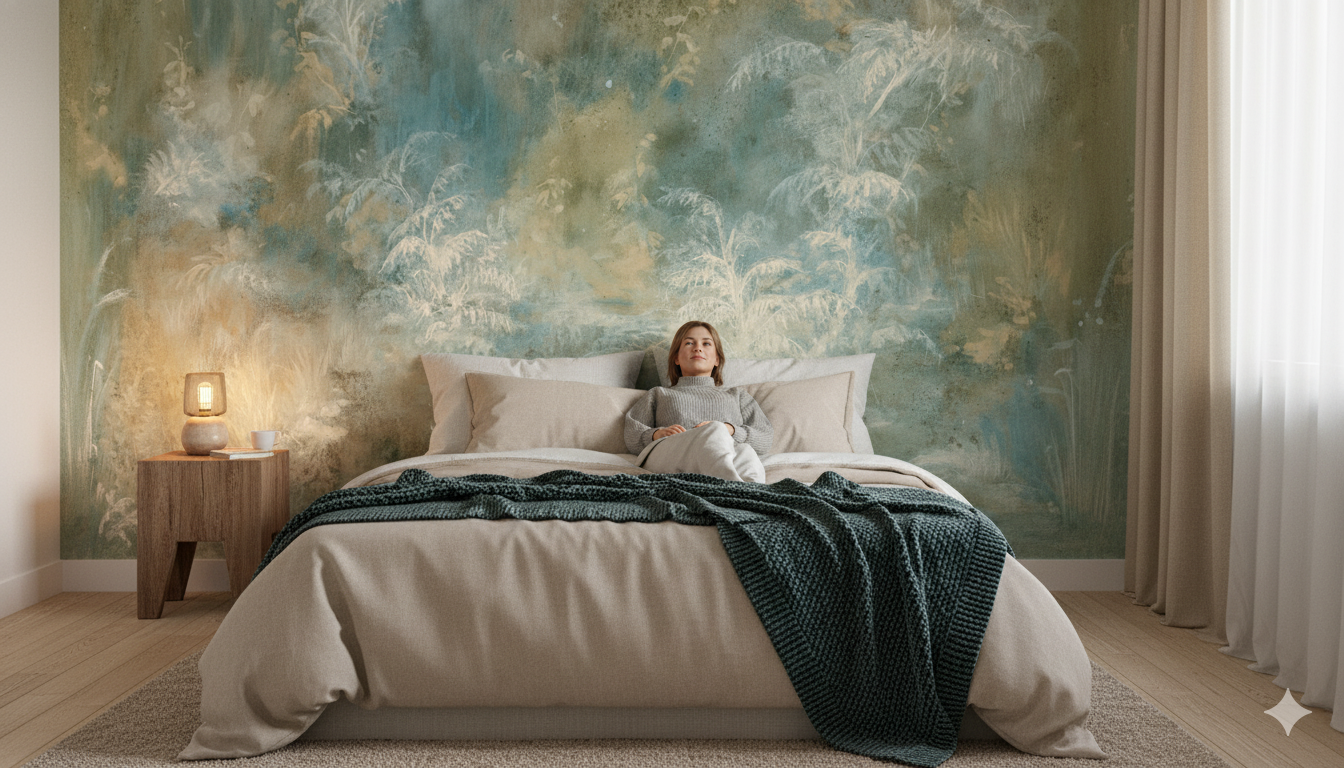 Abstrakte Grüne Folliage Wandtapete