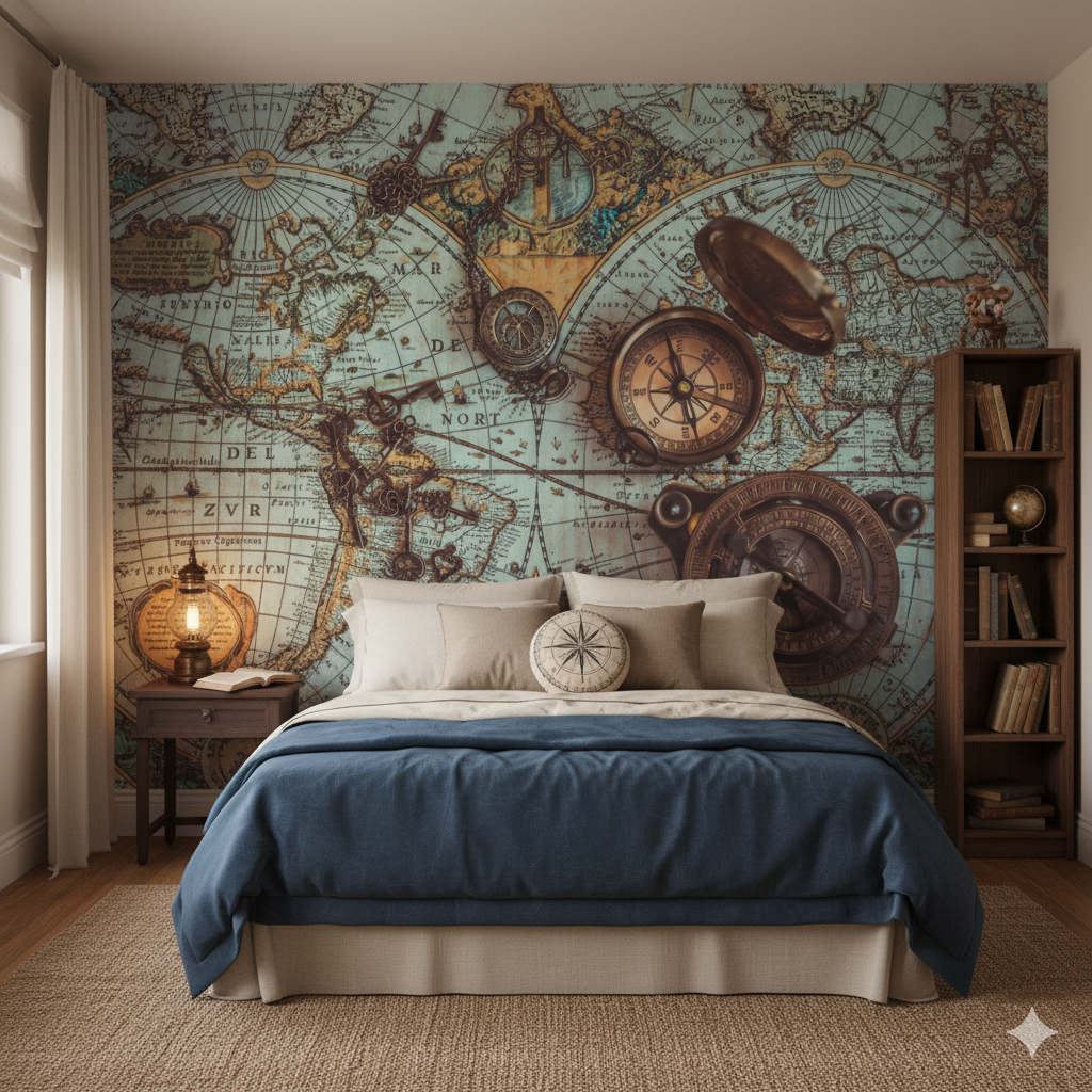 Mural Industrial Wallpaper World Map