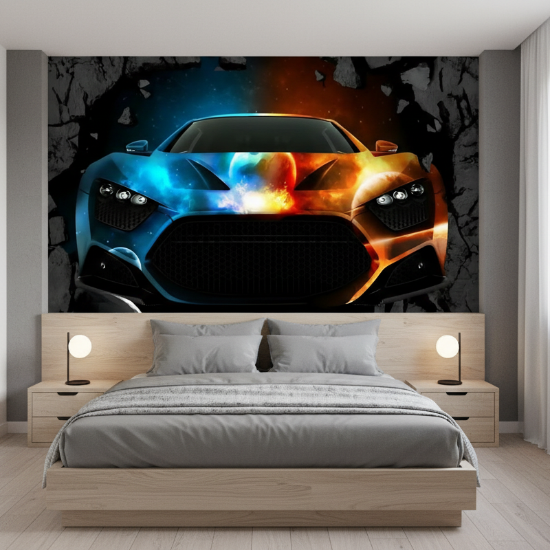 Mural Boy's Bedroom Car Wallpaper