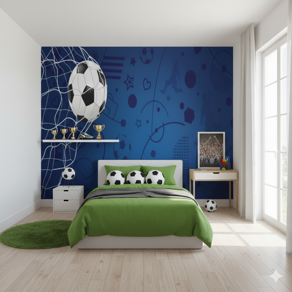 Wandtapete mit Fußballmotiv fürs Schlafzimmer